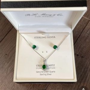 Sterling silver green Quartz set